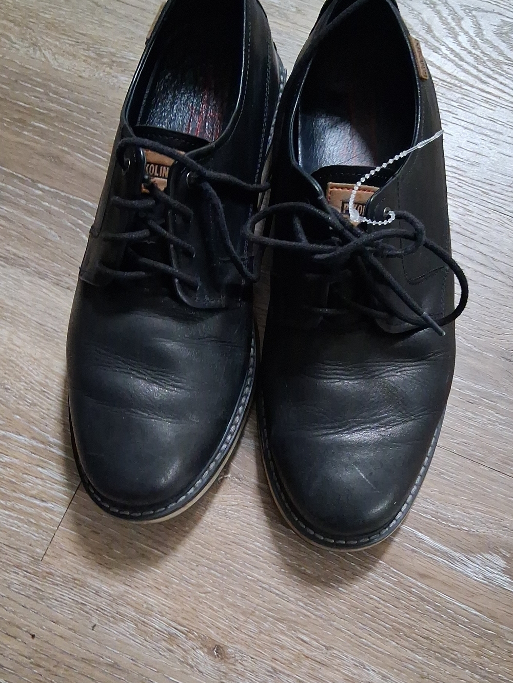 PIKOLINOS Black Leather Lace-Up Oxfords